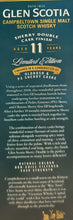 Laden Sie das Bild in den Galerie-Viewer, Glenscotia 11 Finished sherry PX + Oloroso sherry cask strength single malt scotch whisky Campbeltown 0,7l 54,1 %