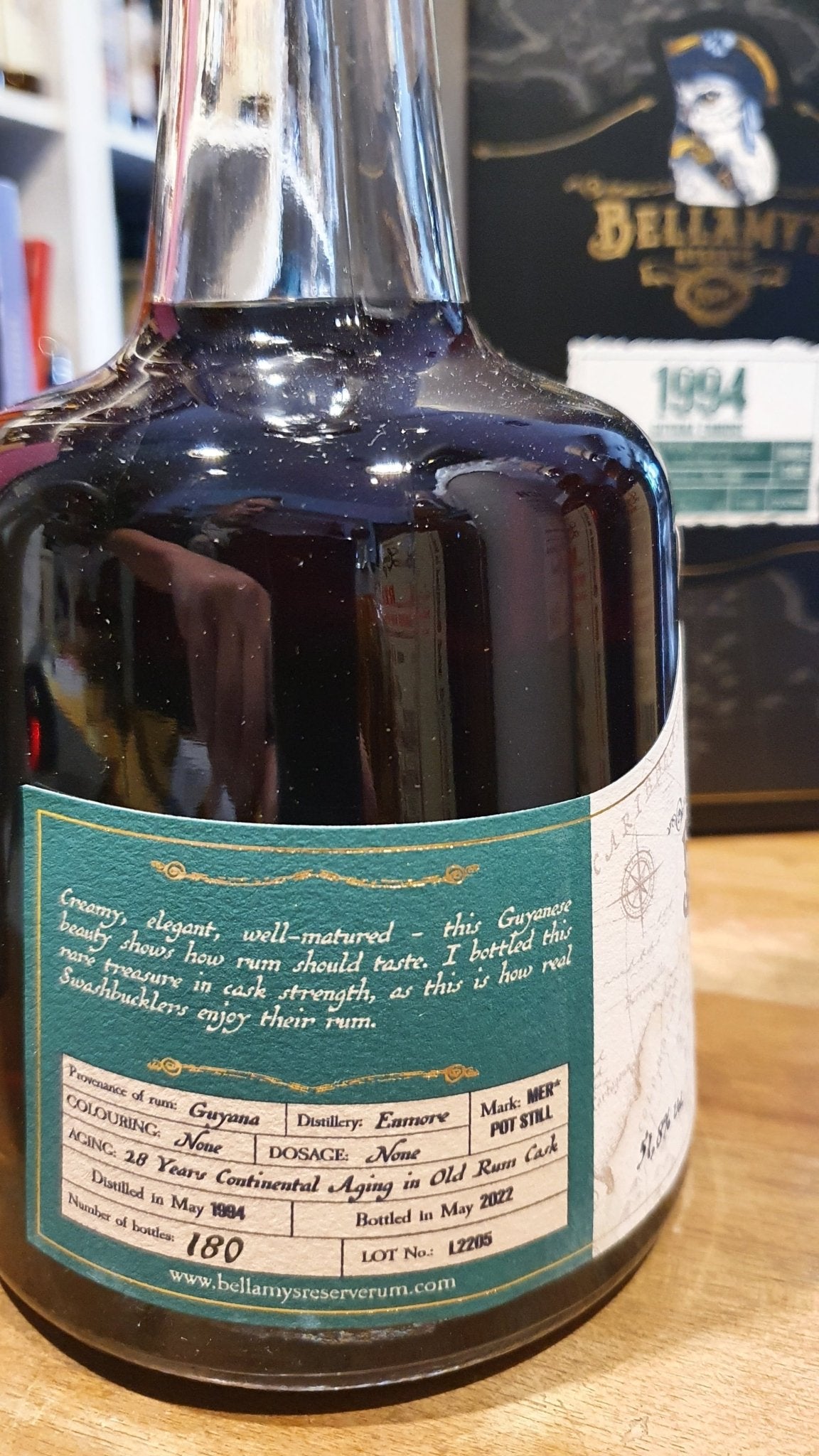 Bellamy's Reserve 28y 1994 Guyana Enmore 2022 0,7l 51,8 %vol. Single cask Rum Fassstärke cask strength,