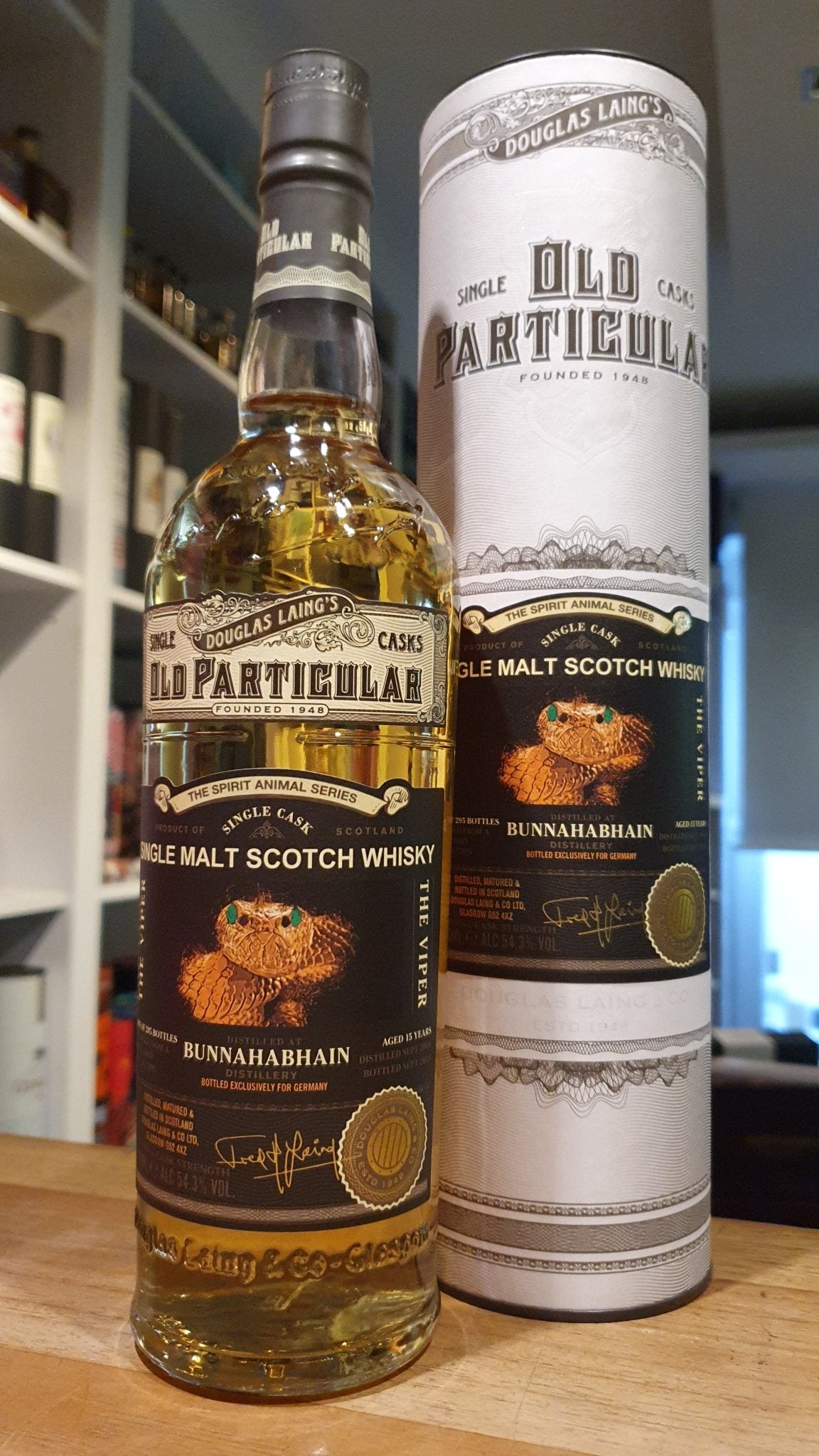 Bunnahabain single cask 2008 2023 15y Old Particular 54,3% vol. 0,7l Whisky Douglas Laing spirit animal - inn-out-shop