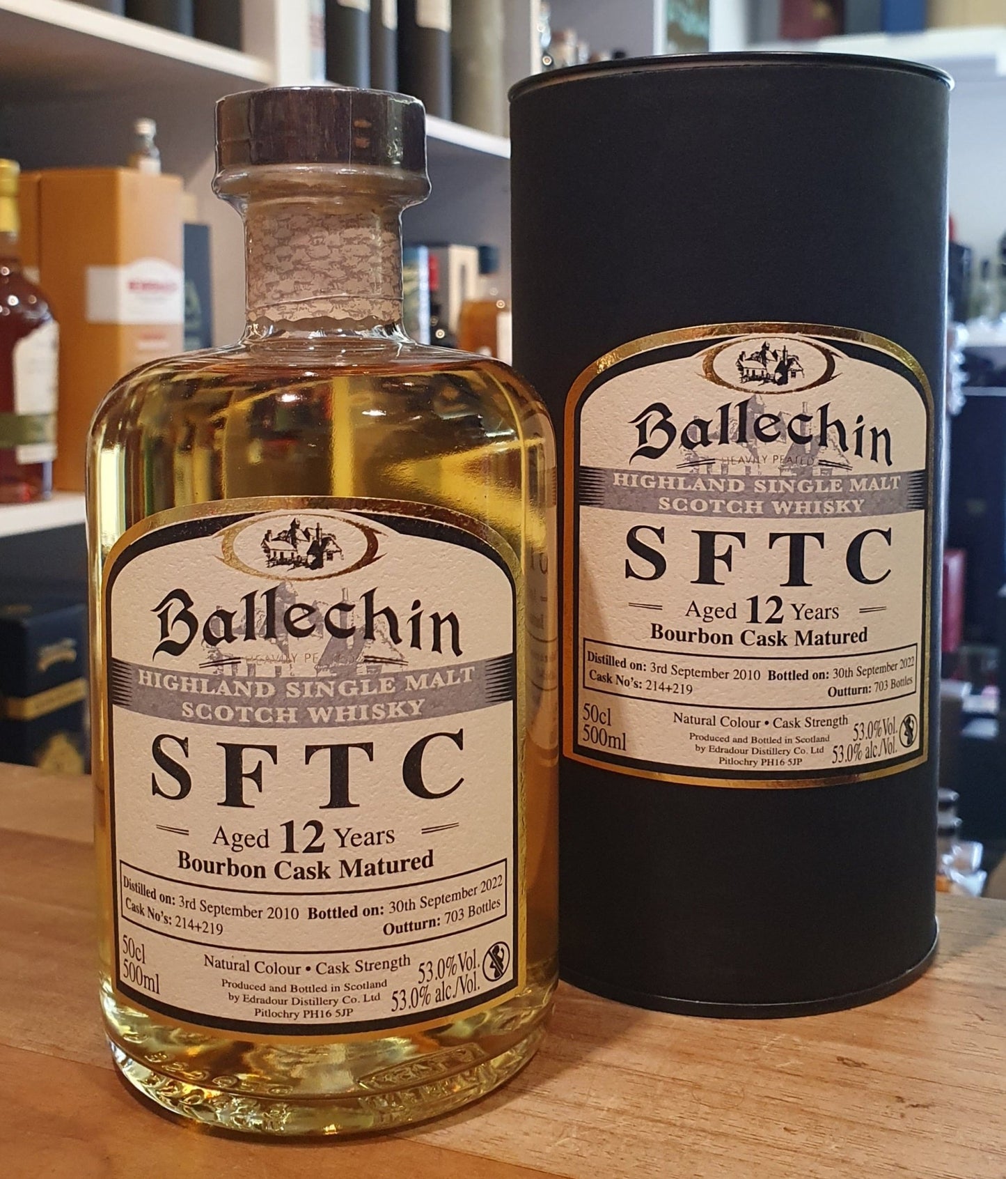 Ballechin SFTC 2010 Bourbon 2022 15y 0,5l Fl 53%vol. Highland whisky #214 , 219
limitiert auf 703 Flaschen