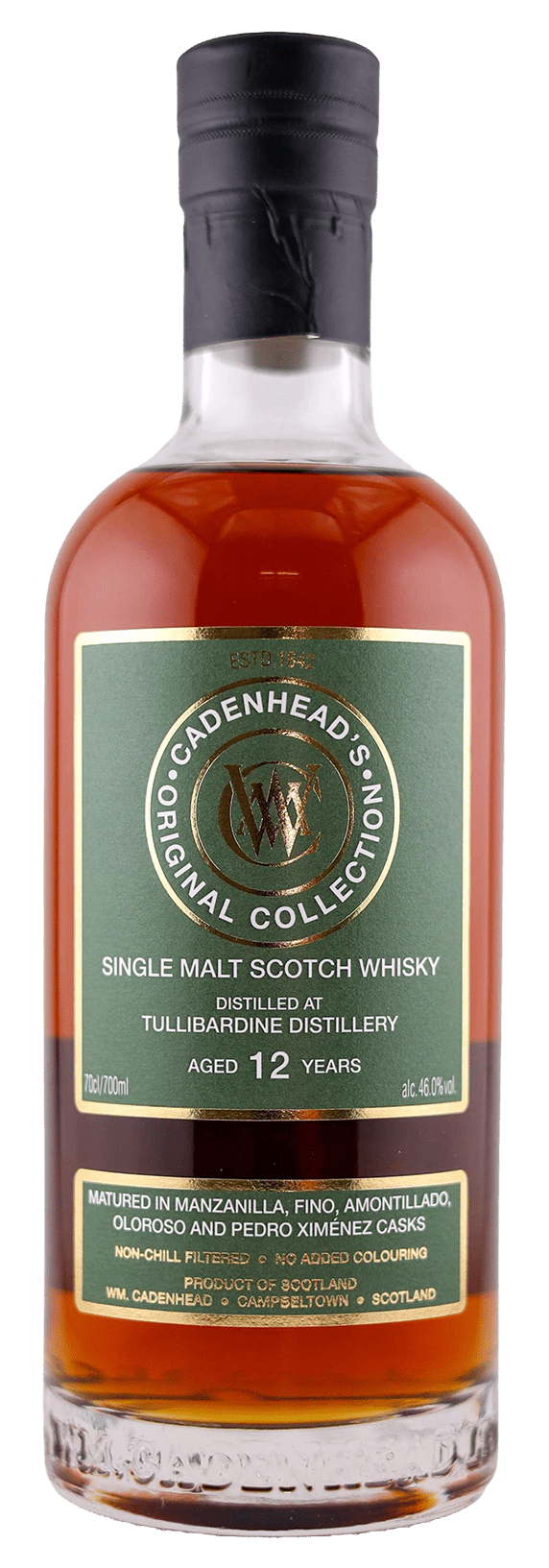 Sherry Spectrum Tullibardine Amontilado Fino PX Oloroso Manz. Cask 12 y Cadenhead's 0,7l 46 %vol. Whisky