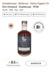 Laden Sie das Bild in den Galerie-Viewer, RA Guadeloupe 24y 1998 Herbst 2022 Bellevue SFGB x Dist. 0,5l 59,4% vol. single cask Rum Artesanal #28