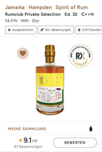 Chargez l'image dans la visionneuse de la galerie,Rumclub Ed.32 HD Hampden 1990 C<>H Jamaica 54,51% vol. 0,5l Single cask Rum club Jamaika limitiert