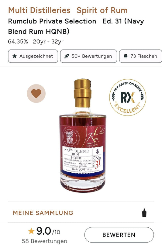 Rumclub Ed.31 Trinidad Jamaica Guyana blend 64,35% vol. 0,5l Single cask Rum club - inn-out-shop