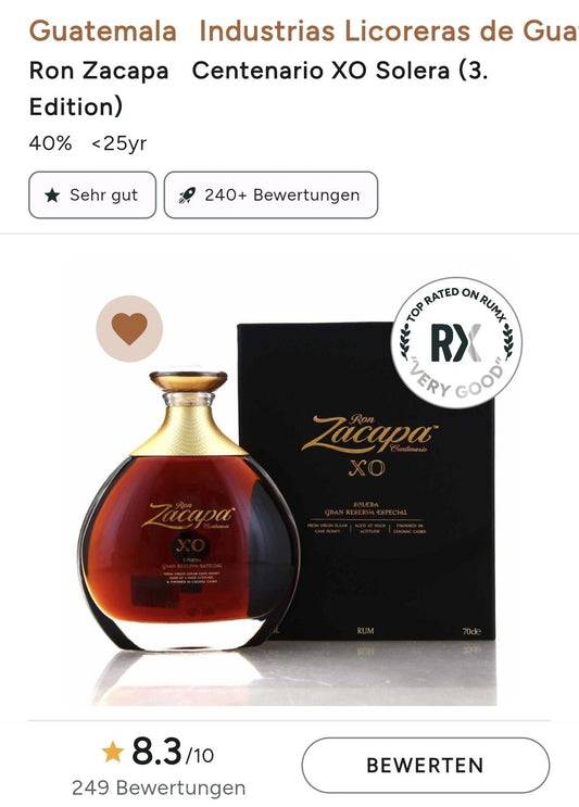 Ron Zacapa XO 0,7 40% vol. con estuche regalo. Ron de Guatemala - inn-out-shop