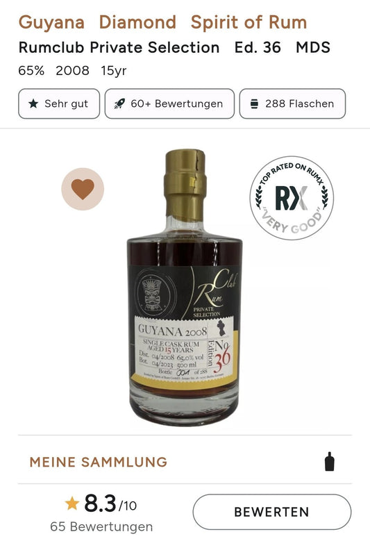 Rumclub ed.36 Guyana 2008 2023 0,5l 65% vol. MDS-Premium-Rum Demerara Distillers Column Still der
