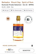 Načtěte obrázek do prohlížeče galerie,alt
Rumclub Edice 23 Barbados 21 Y 2000 21 Marque BMMG 0,5l 54,4 % obj. Mount Gay rum Barbados Pure Pot Still Rum Club Private