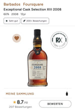 Laden Sie das Bild in den Galerie-Viewer, Foursquare 2008 Barbados 2020 cask strength 60% vol. 0,7l Rum