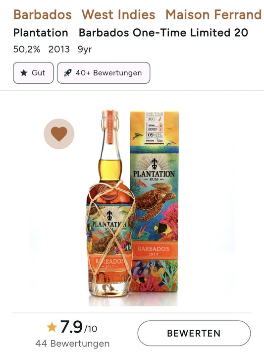 Plantation One Time Barbados 2013 2022 0,7l 50,2% vol. Limited Edition Rum Special Edition Limited