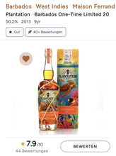 Laden Sie das Bild in den Galerie-Viewer, Plantation one time Barbados 2013 2022 0,7l 50,2% vol. limited Edition Rum Sonderedition limitiert