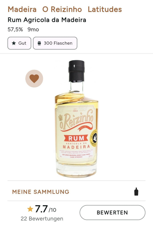 O REIZINHO Dourado Cask Strength Madeira 0,7l 57,5% vol. Madeira Rum