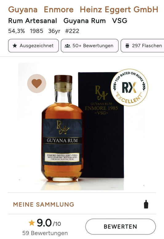 RA Guyana Enmore Dist. 1985 2021 VSG 0,5l 54,3% vol. Rum Artesanal single cask