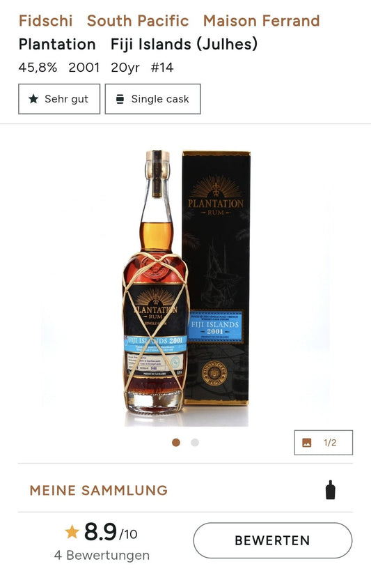 Plantation Fiji 2001 2022 Rozelieures Fume cask 0,7l 46%