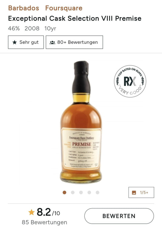 Foursquare Premise 10y jan 2018 Barbados 46% vol. 0,7l Rum Exceptional Cask Selection Mark VIII