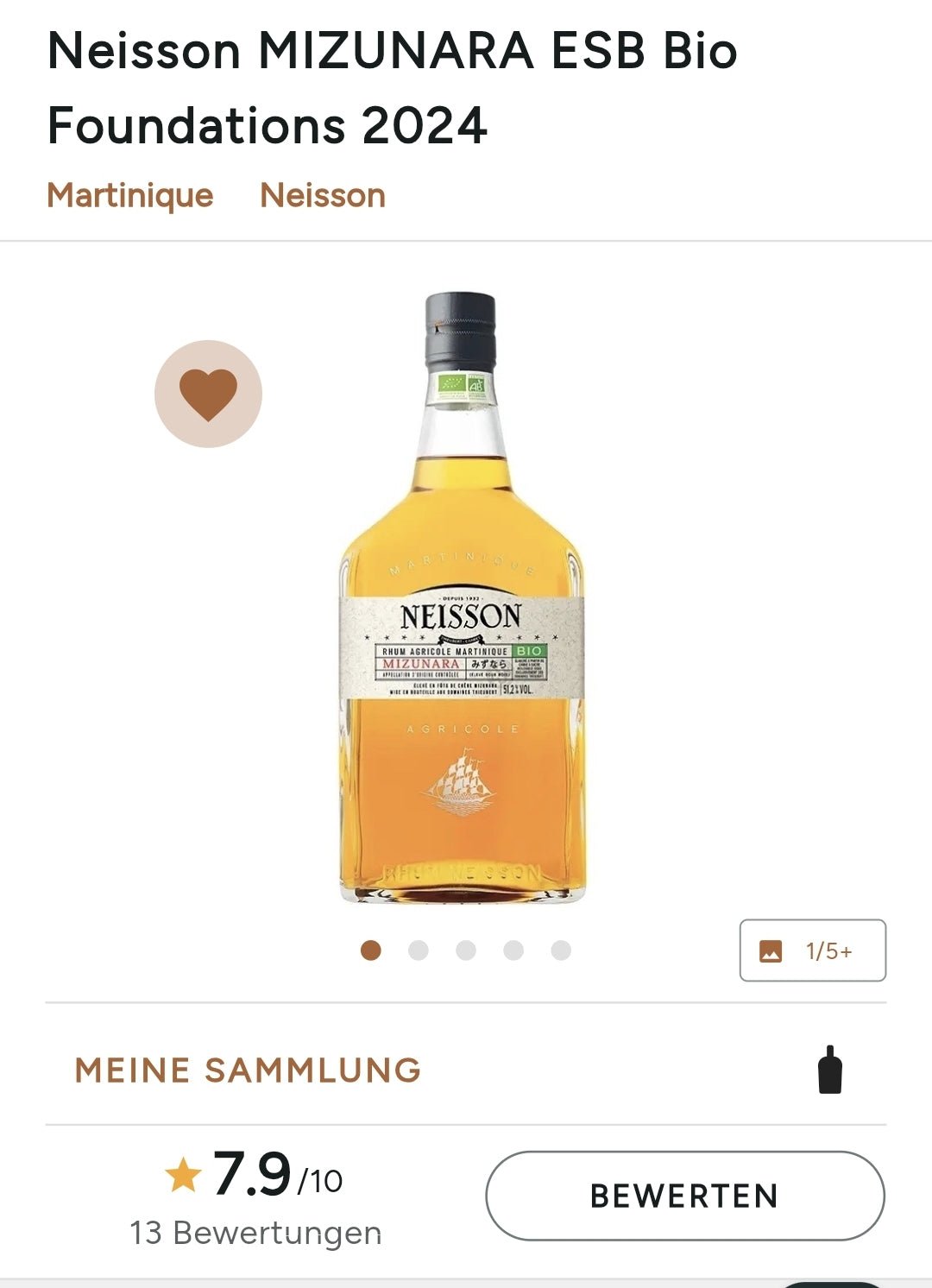 Neisson Mizunara Foundation Organic 2024 55% vol. 0,7l Agricole Rum Rhum Martinique AOC