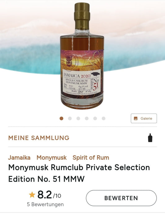 Rumclub Ed.51 Monymusk 2020 MMW Jamaica Clarendon 2024 64,7 % vol. 0,5l Single cask Rum club Jamaika
