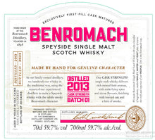 Laden Sie das Bild in den Galerie-Viewer, Benromach Vintage Cask Strength 2013 2023 Batch 1 0,7l 59,7 % vol. Whisky