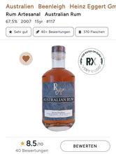 Load image into Gallery viewer, RA Rum Australian 2007 2022 Winter 0,5l 67,5% vol. singl cask Rum Artesanal Australien Limitiert auf 370