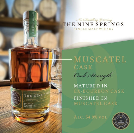 The Nine Springs MUSCATEL 7y Fassstärke single cask Whisky 0,5l 54,9% vol. Eichsfeld