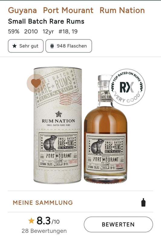 Rum Nation Guayana Port Mourant 2010 2022 0,7l 59% vol. Single Cask Rum