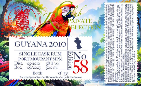 Rumclub Ed.58 Port Mourant 2010 2025 15y Guyana MPM 0,5l 58% vol. rum