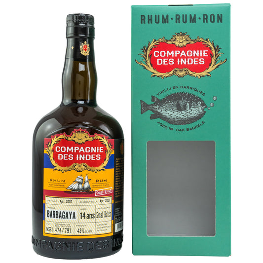 Compagnie des Indes Barbagaya 2007 2021 0,7l 43%vol. cdi Rum Small Batch Barba gaya limitiert auf 791 Flaschen