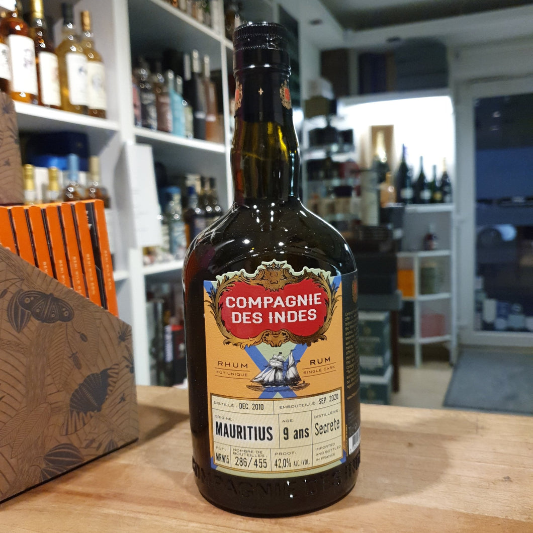 Compagnie des Indes Rum Mauritius ( Secret Distillery ) 9YO Single Cask Rum (Rhum Agricole) 12/2010 - 10/2020 42% vol. 0,7l F