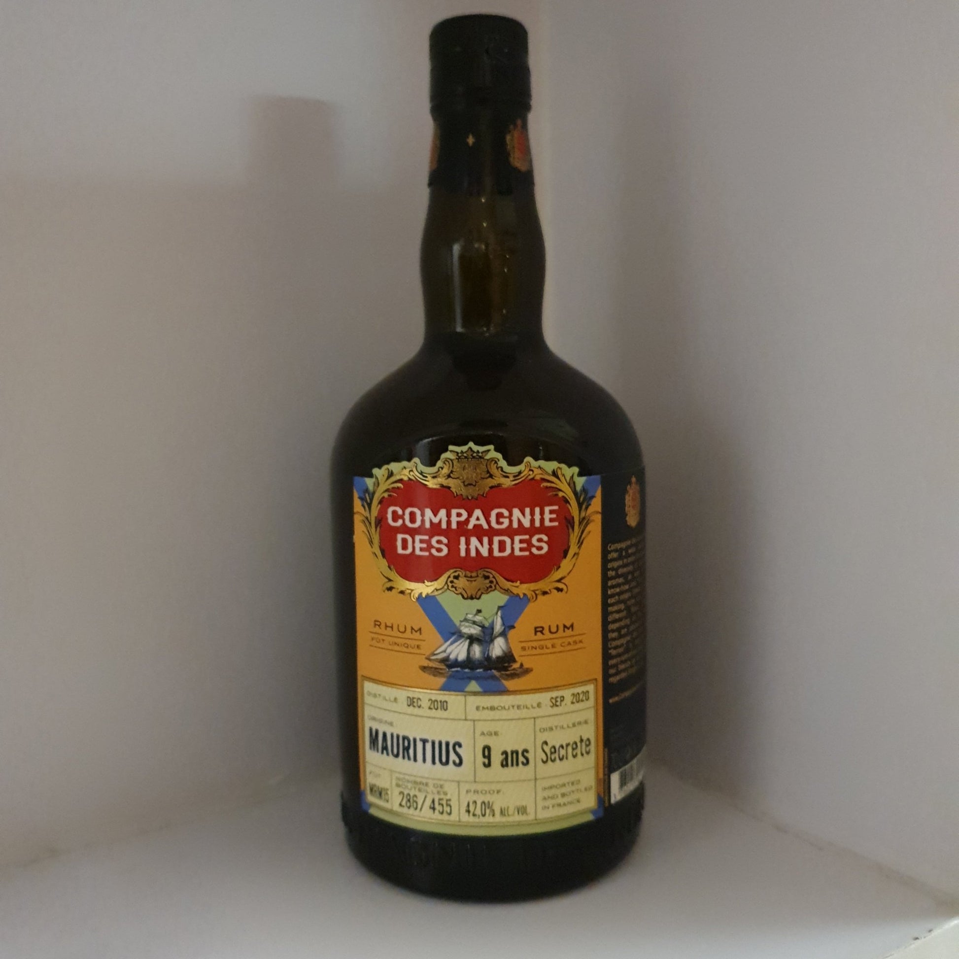 Compagnie des Indes Rum Mauritius ( Secret Distillery ) 9YO Single Cask Rum (Rhum Agricole) 12/2010 - 10/2020 42% vol. 0,7l F