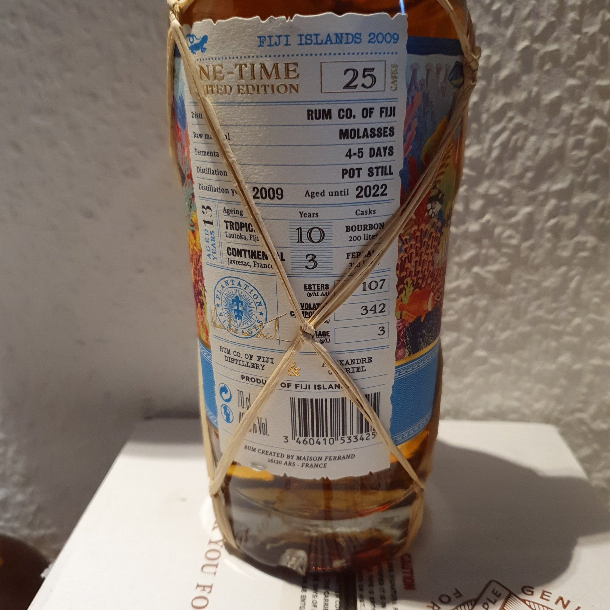 Plantation one time Fiji 2009 2022 0,7l 49,5% vol. limited Edition Rum Sonderedition Melasse Pot still 10 Jahre Bourbon