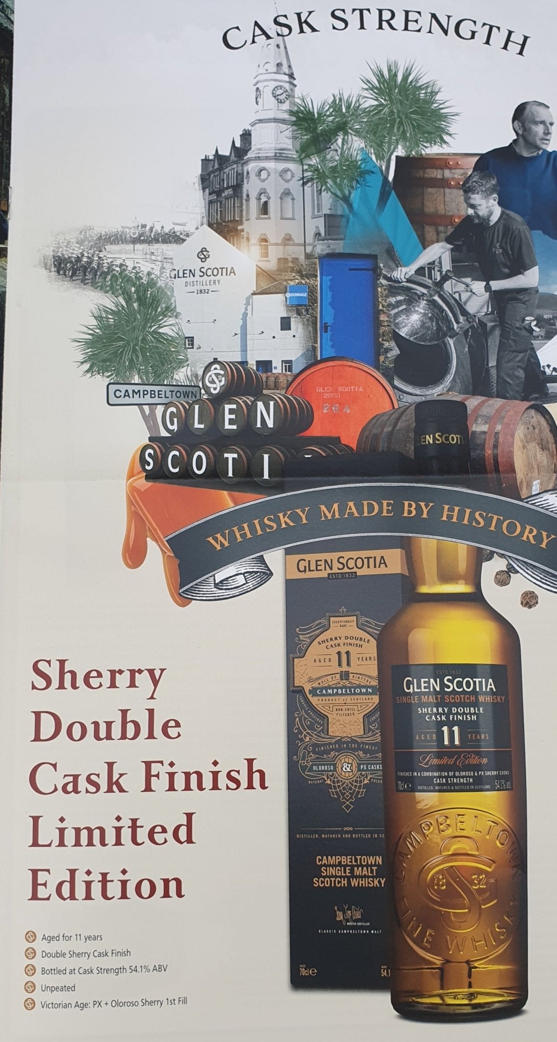 Glenscotia 11 Finished sherry PX + Oloroso sherry cask strength single malt scotch whisky Campbeltown 0,7l 54,1 %