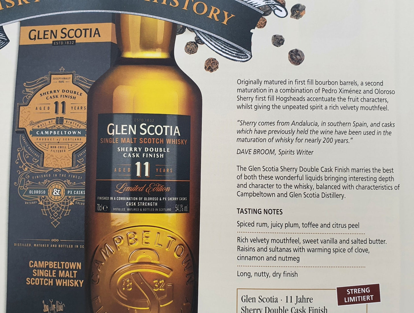 Glenscotia 11 Finished sherry PX + Oloroso sherry cask strength single malt scotch whisky Campbeltown 0,7l 54,1 %