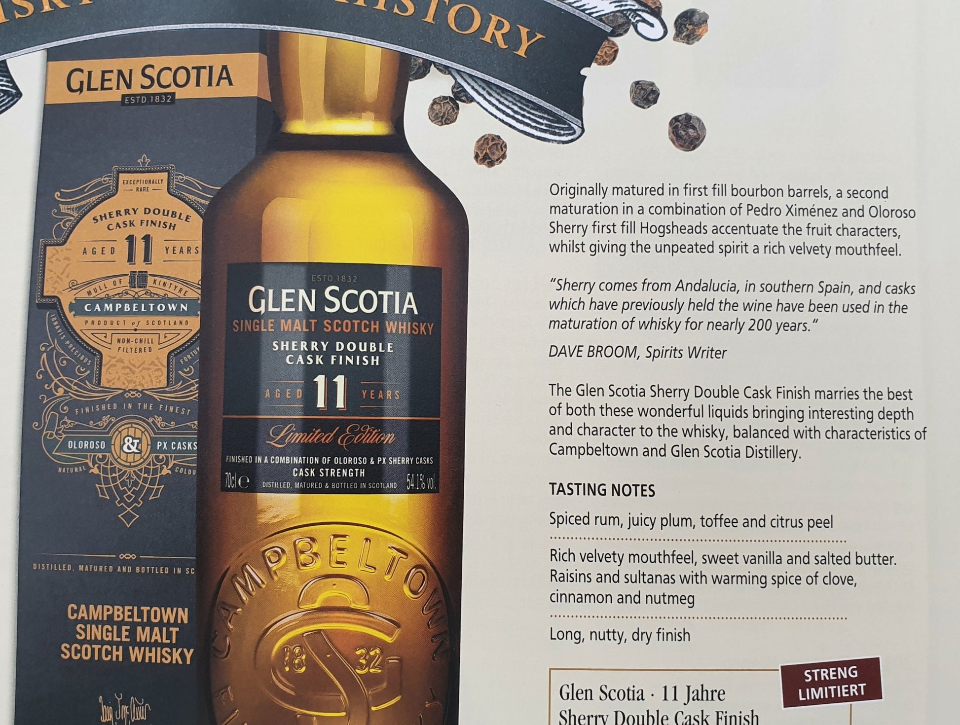 Glenscotia 11 Finished sherry PX + Oloroso sherry cask strength single malt scotch whisky Campbeltown 0,7l 54,1 %