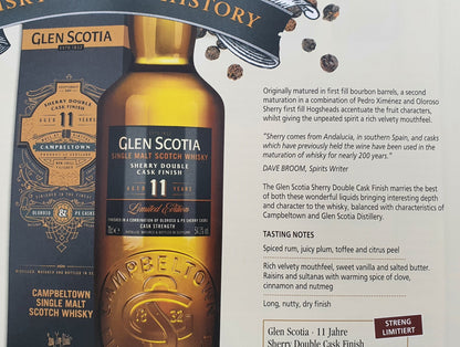 Glenscotia 11 Finished sherry PX + Oloroso sherry cask strength single malt scotch whisky Campbeltown 0,7l 54,1 %