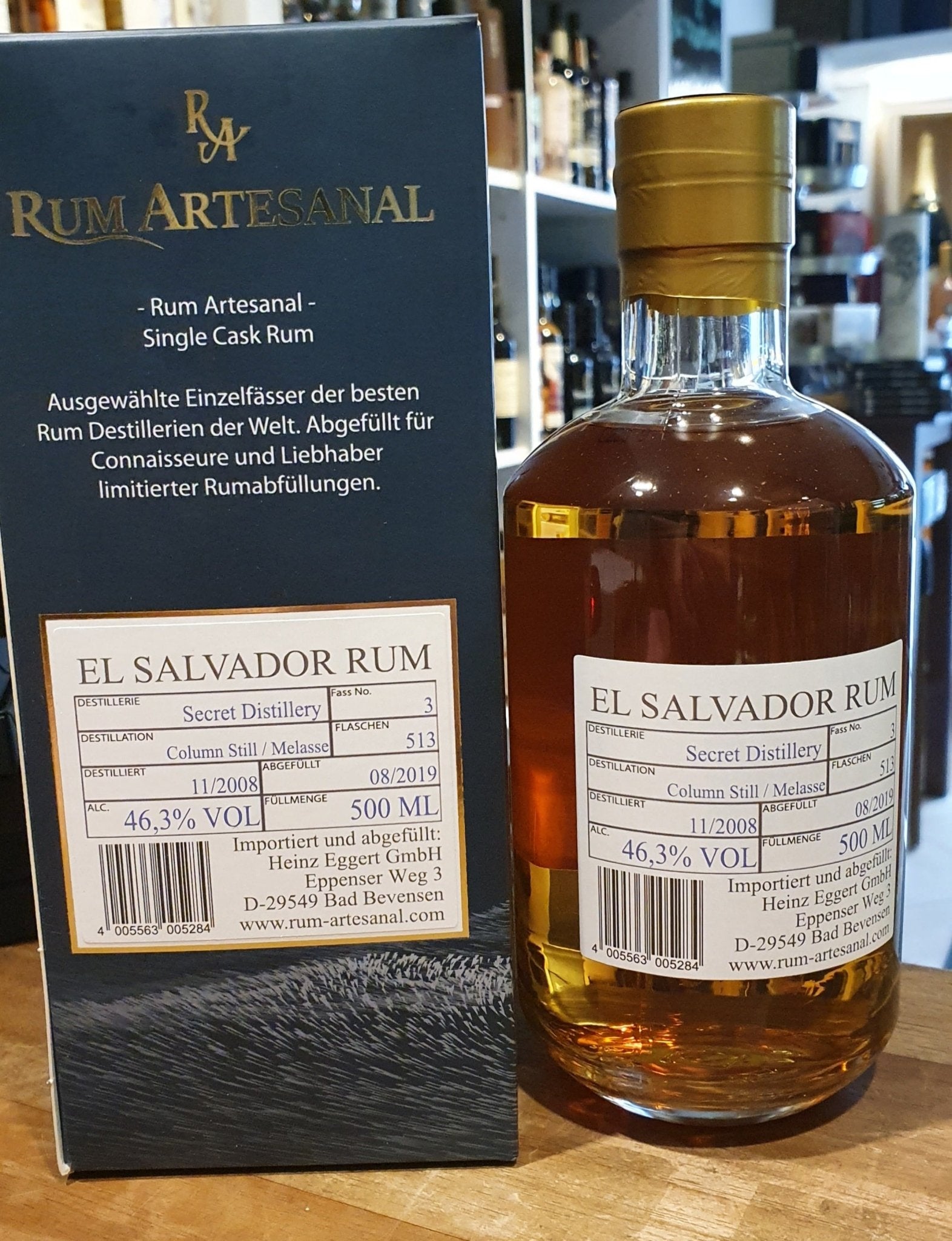 Ra Rum Artesanal El Salvador 11 Jahre 0.5l 46,3% RA single cask Rum. #3  Secret Destillery. Limitiert auf 513 Flaschen.