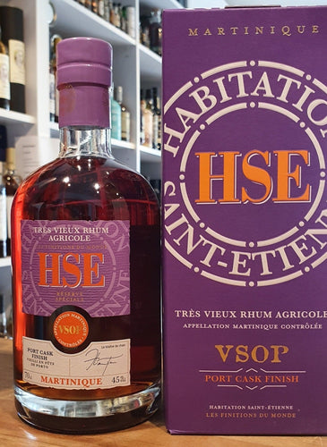 HSE Rhum Agricole Rum Extra Vieux VSOP Port cask Martinique 45% vol. 0,7l  3 Jahre und 10 Monate amerikanische Eiche