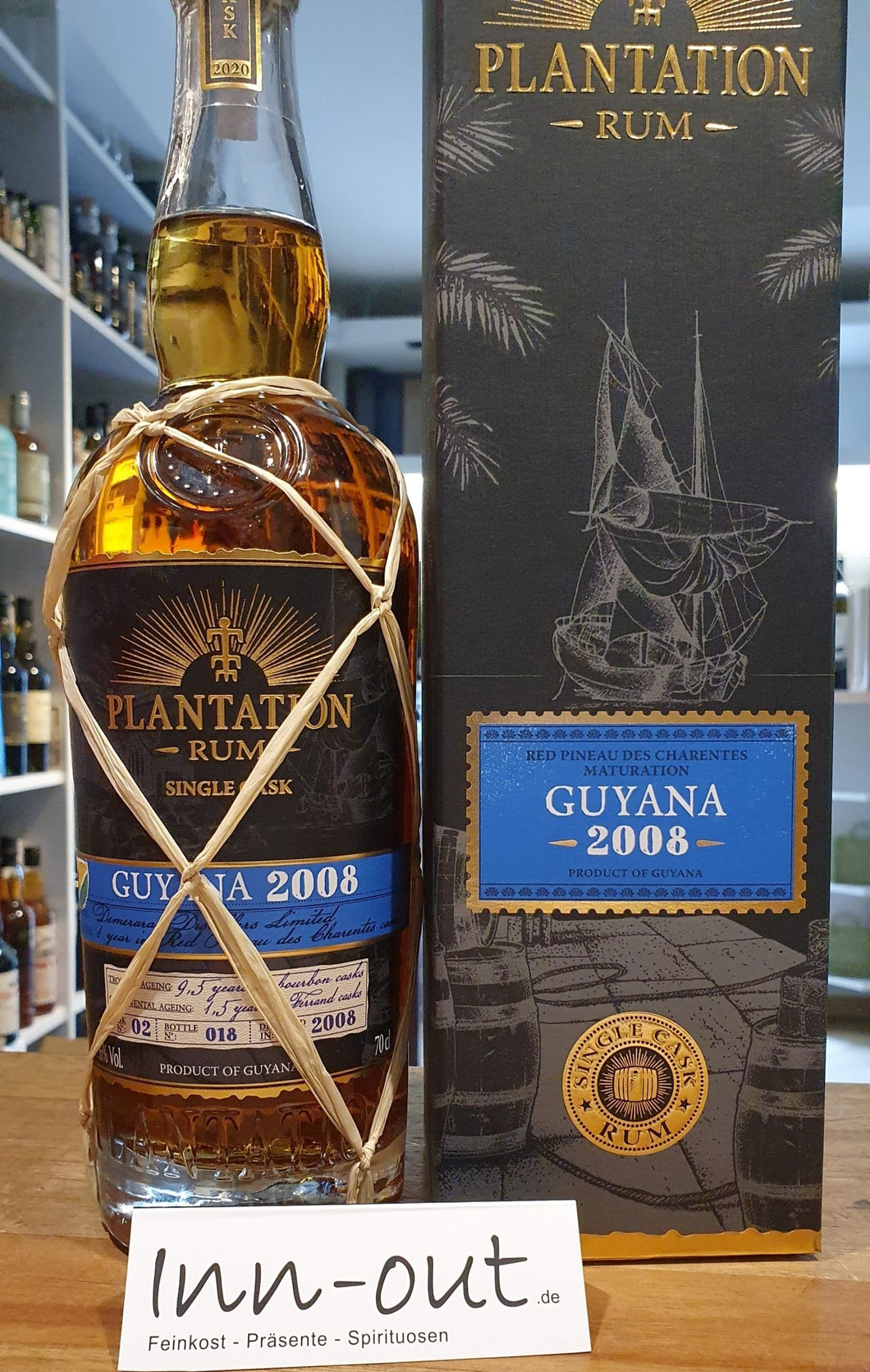 Plantation Rum Guyana red Pineau des Charantes 2008 2020 47,6% 0,7 l Rum single cask Fassabfüllung Sonderedition limitiert auf 2 Fässer  Esters: 61 VC: 316 Dosage: 14