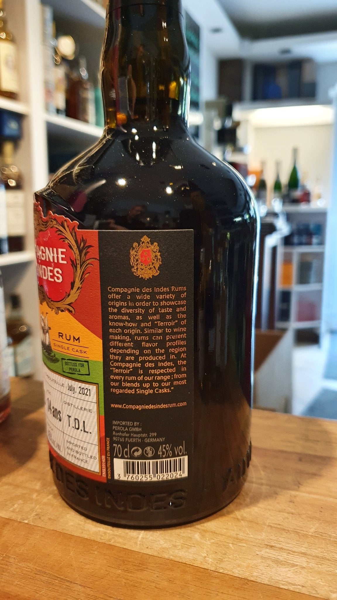 Compagnie des indes Trinidad 14Y 2006 2021 T.D.L. 45% vol. 0,7l CDI Rum tdl gelb grün