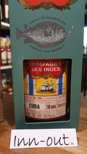 Compagnie des Indes Cuba cdi Rhum 10  Fassabfüllung Sonderedition limitiert auf nur ein Fass mit 235 . Rum 0.7l 58.7%