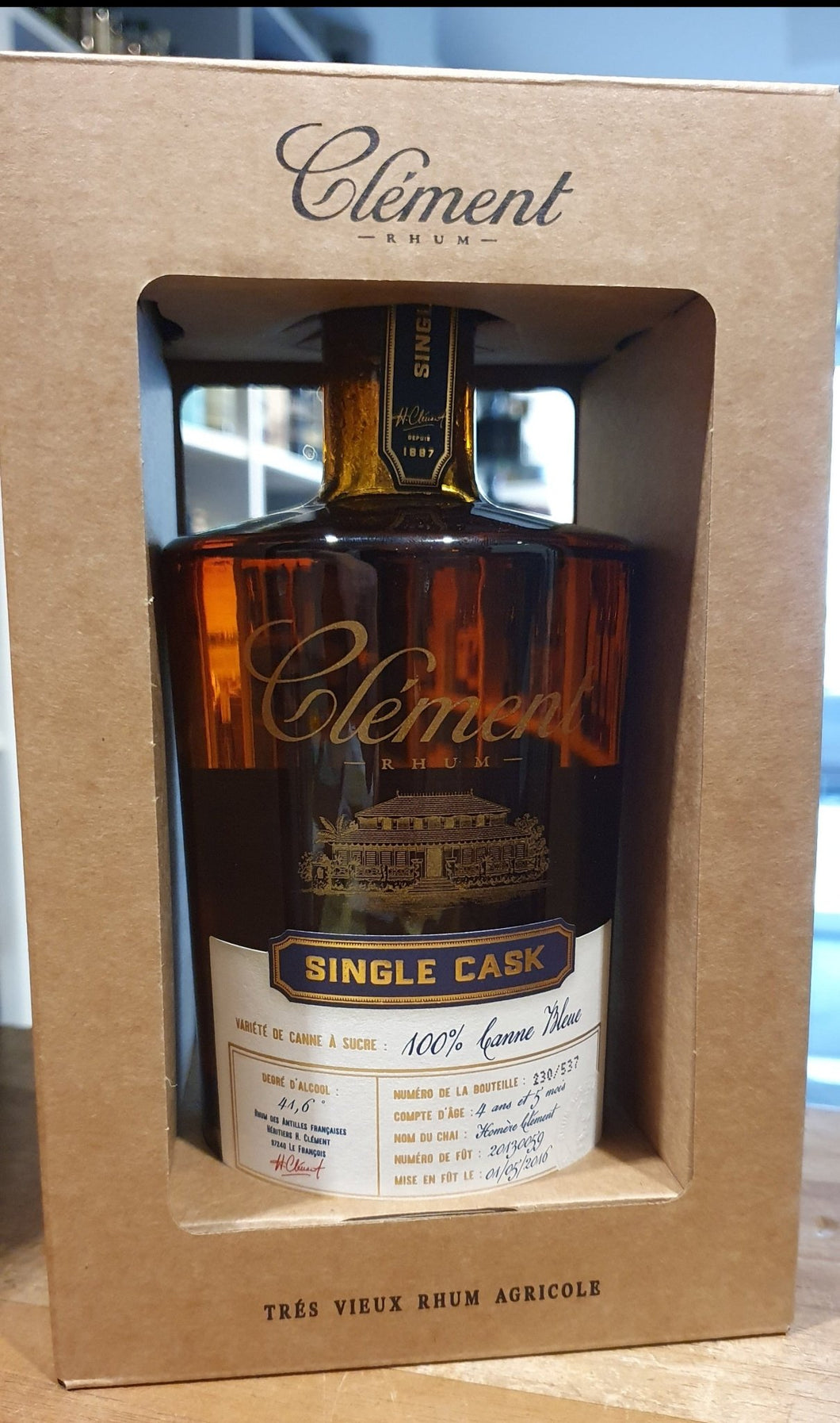 Clement 100% Canne bleue 2016 Tres Vieux Rhum Agricole 41,6% vol. 0,5l Rum Martinique Rhum Single cask limitiert auf 537 flaschen 