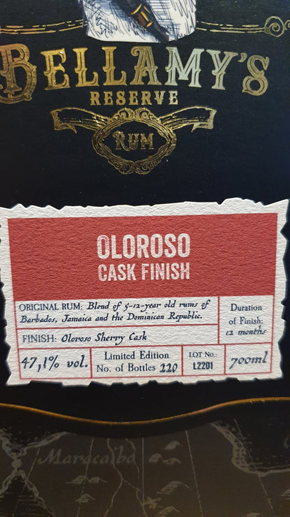 Bellamy's Reserve Oloroso I cask Barbados Jamaica 0,7l 47,1% vol. Belamys Rum limited Edition