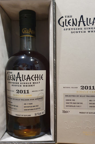 GlenAllachie 2011 2022 Ruby Port Pipe 58,1% vol. 0,7l #7450 Fassstärke Single Malt Scotch Whisky Exclusively Billy Walker