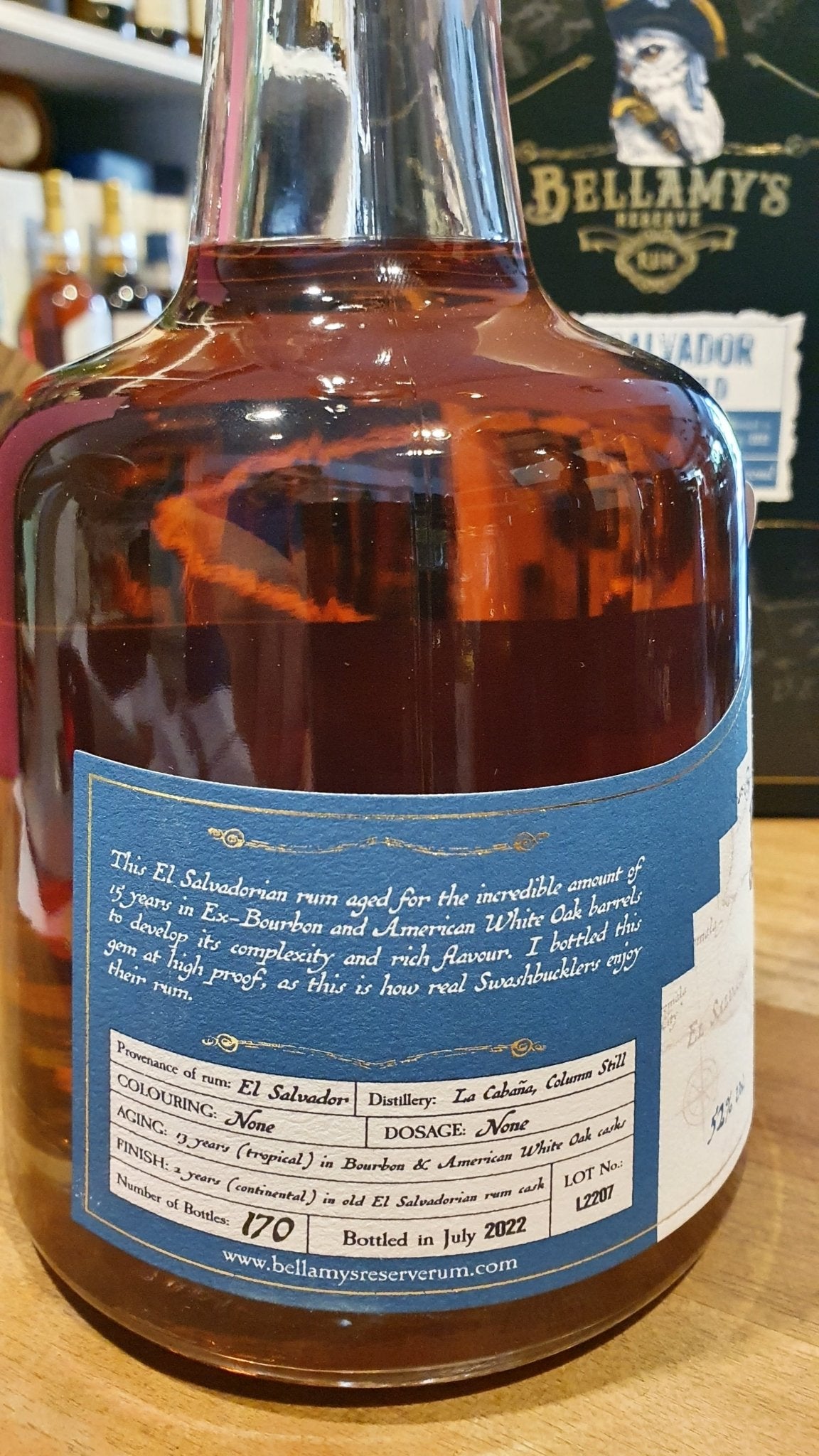 Bellamy's Reserve 15y El Salvador 2022 0,7l 52 %vol. Single cask Rum Fassstärke cask strength