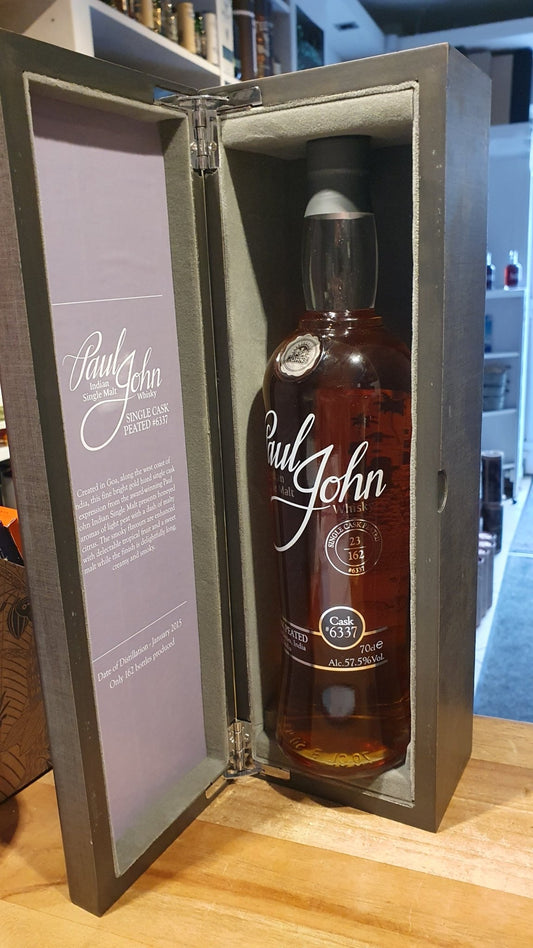 Paul John 2015 peated single cask 2022 Edition 57,5% vol. 0,7l Single Malt indien #6337 limited limitiert
