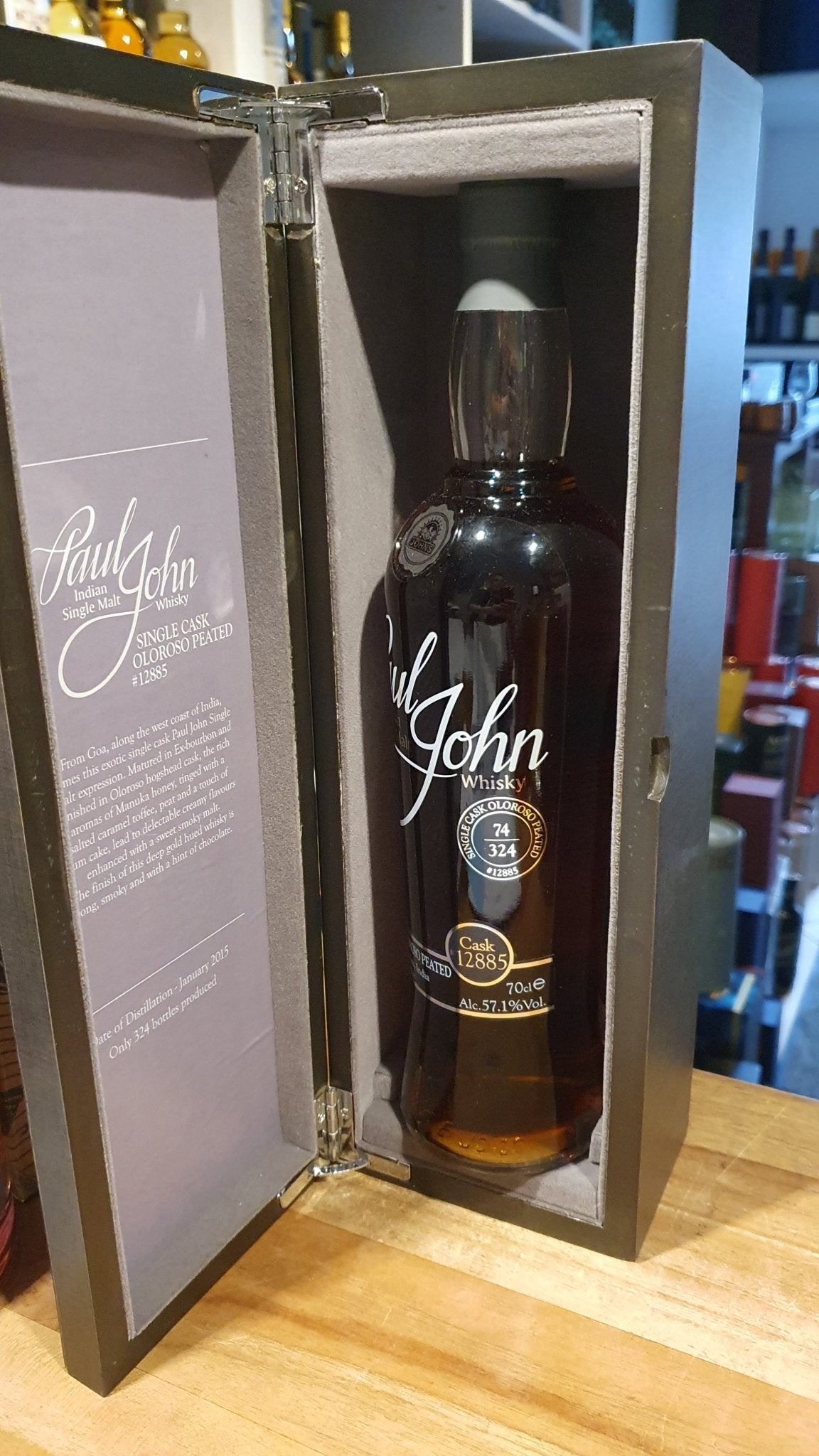 Paul John 2015 Oloroso peated single cask 2022 Edition 57,1% vol. 0,7l Single Malt indien #12885 limited limitiert