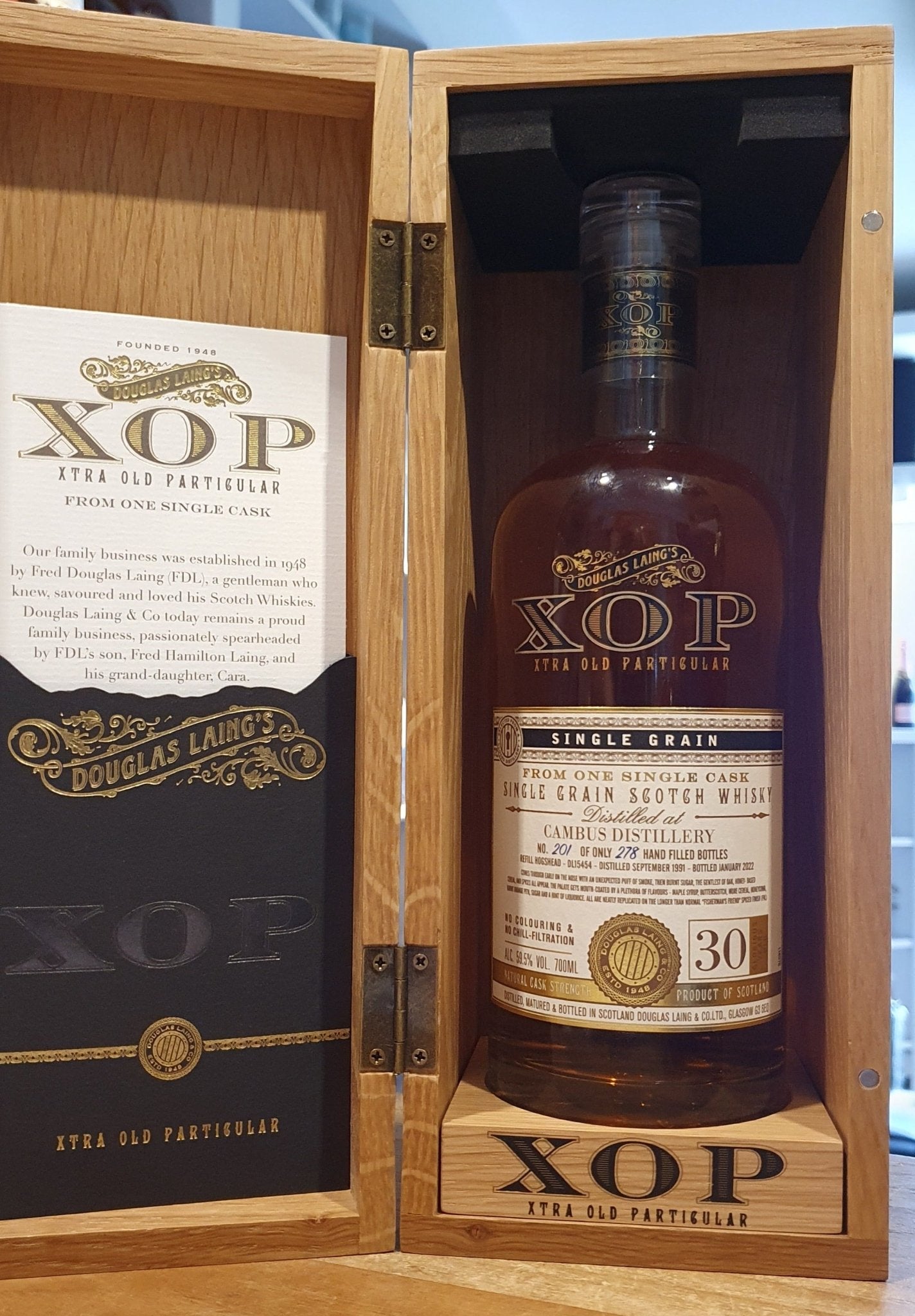 Cambus 1991 2022  30Y XOP single cask xtra Old Particular 59,5% vol. 0,7l  single grain whisky Douglas Laing #dl15454