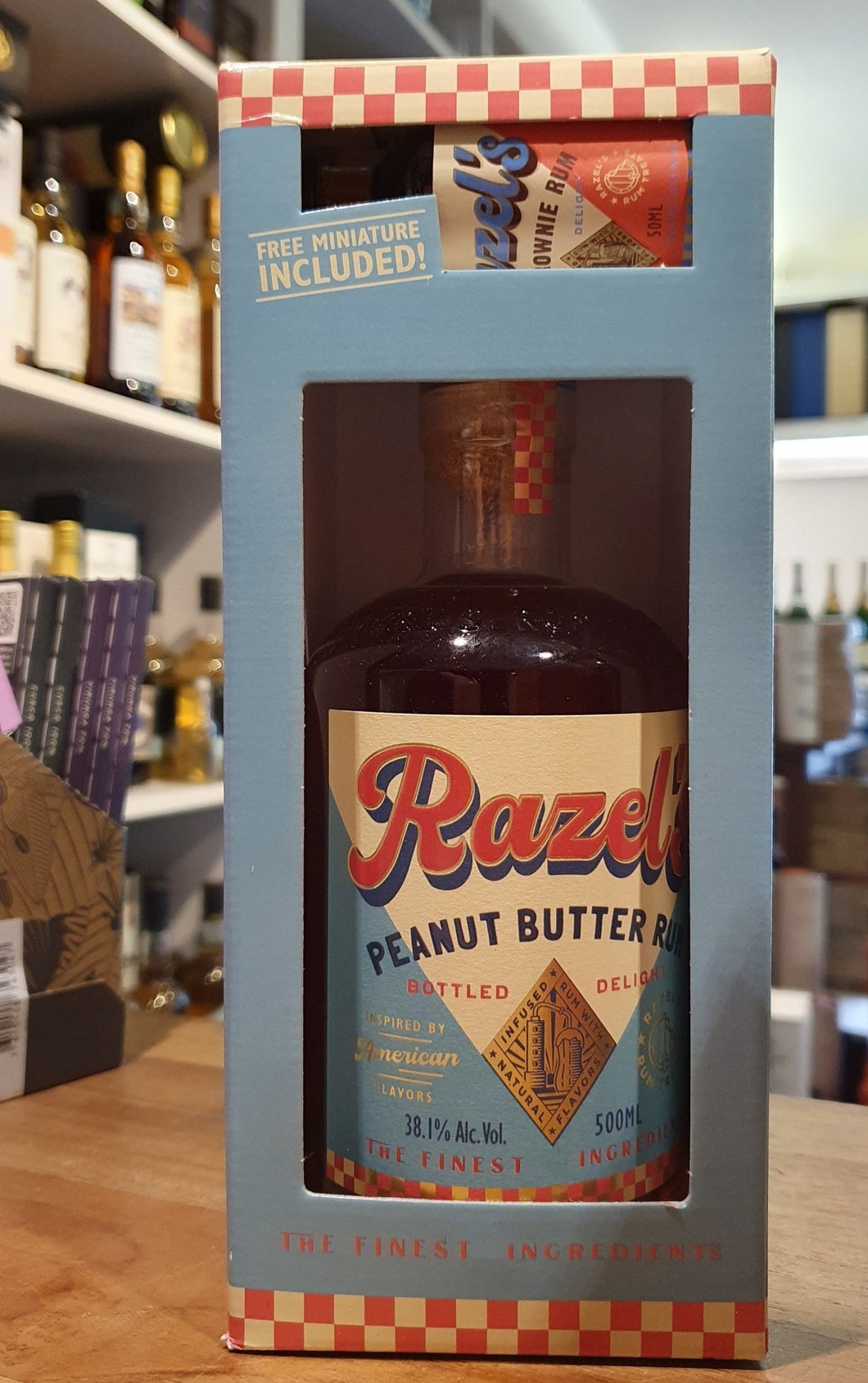 Razels Erdnuss Peanut Butter Rum 0,5l in schöner Geschenkpackung 

mit Brownie Mini +0,05l 38,1% fl Razel`s

Was wäre, wenn man den Geschmack beliebter