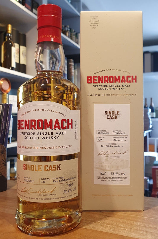 Benromach Single cask 2009 2022 #720 German selection 0,7l 58,4% vol. Whisky First Fill Boutbon barrel cask