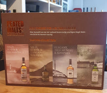 Load image into Gallery viewer, Peated malts of Distinction Tasting set whisky 4x 0,05l 40%vol.  Ardmore, Connemara, Bowmore, Laphroaig 
