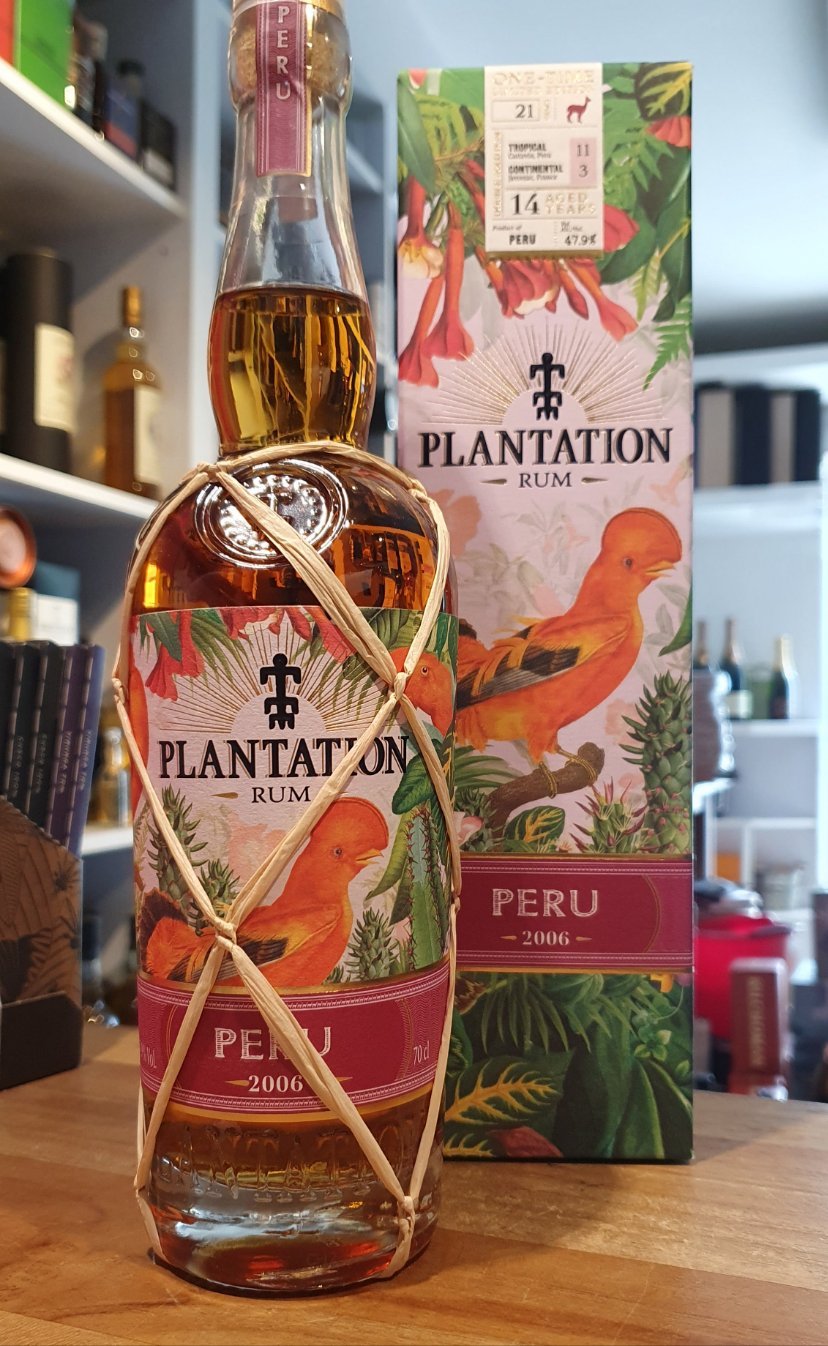Plantation Peru one time 2006 2020 0,7l 47,9% vol. limited Edition Rum Sonderedition limitiert tropical 11 continental 3 Cartavio Rum Company 

limitiert auf 21 Fässer mit x Flaschen Ester 55 VC 140 Dosage 8,  