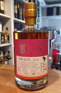 Rumclub ed.34 Brazil 2011 2023 0,5l 54.5% vol. rum 6y tropical Amburana wood 20% Melasse 80 % Cane juice Brasilien   Limitiert auf 354  Flaschen 